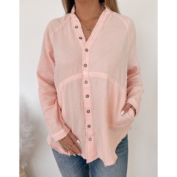 FREE PEOPLE Summer Daydream Tunic Shirt in Flamingo Size Small - Picture 1 of 9